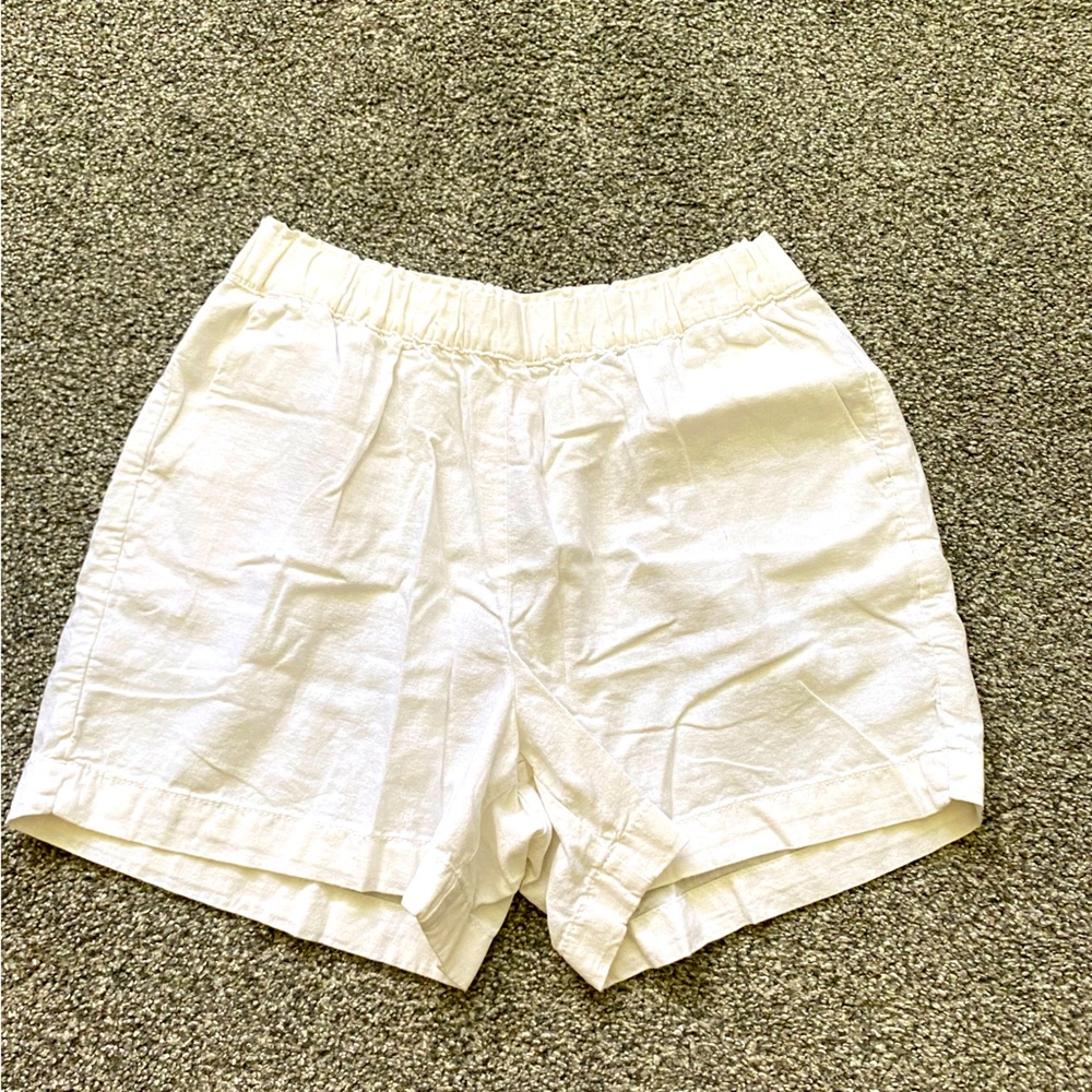 Reitmans White Elastic Waist Linen Blend Beach Shorts (M, 10)